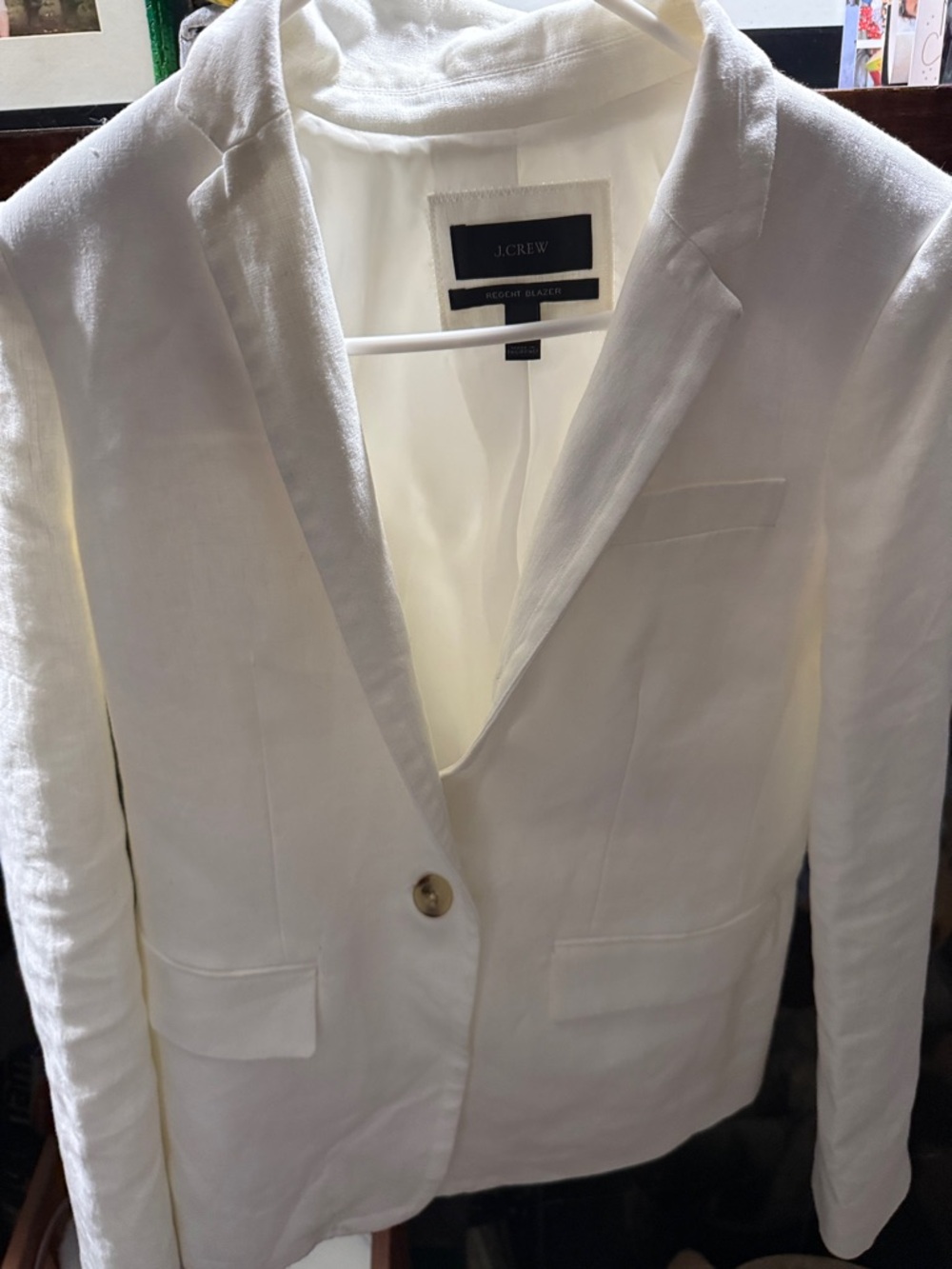 J. Crew Cream Linen Notch Lapel Blazer